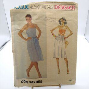 Vintage Sewing PATTERN Vogue Patterns 2521, Misses 1990s Camisole and Skirt